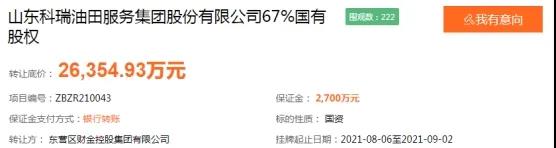 东营国资拟退出山东科瑞油服,2.64亿转让67%股权!
